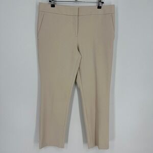 Ann Taylor Devin Fit Dress Pants 8P Ankle Slim Straight Cotton Khaki Tan Work
